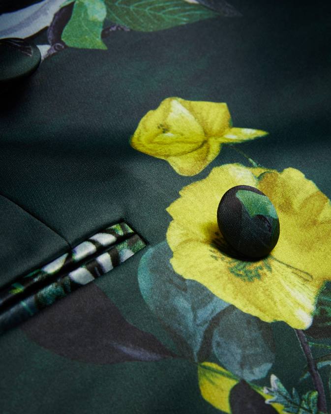 apģērbs Ted Baker laiku apdrukāta satīna dubultā jaka tumši zaļa sievietes 26TV248