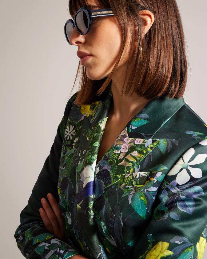 apģērbs Ted Baker laiku apdrukāta satīna dubultā jaka tumši zaļa sievietes 26TV248