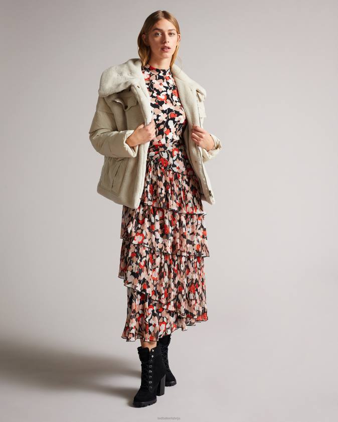 apģērbs Ted Baker liilla jaukta auduma borj polsterēta jaka ziloņkauls sievietes 26TV587