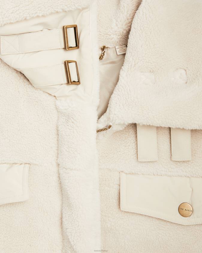 apģērbs Ted Baker liilla jaukta auduma borj polsterēta jaka ziloņkauls sievietes 26TV587