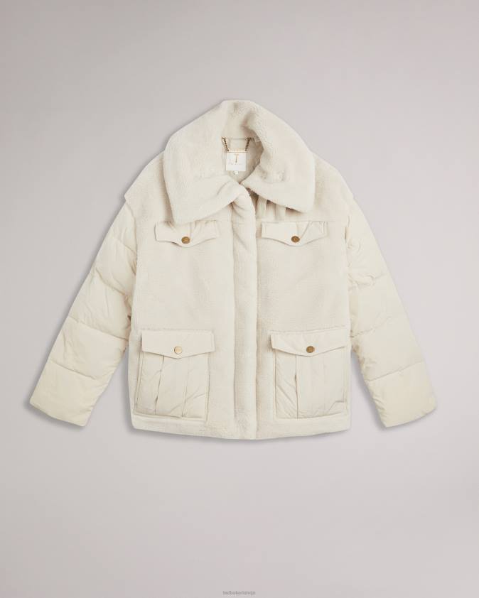 apģērbs Ted Baker liilla jaukta auduma borj polsterēta jaka ziloņkauls sievietes 26TV587