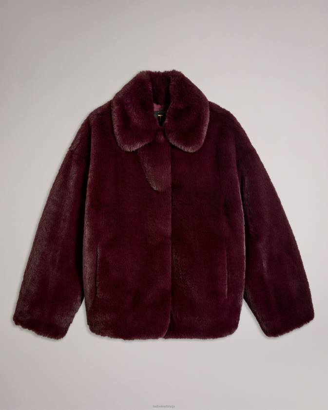 apģērbs Ted Baker liliam mākslīgās kažokādas mētelis gurnu garumā dziļi violets sievietes 26TV454