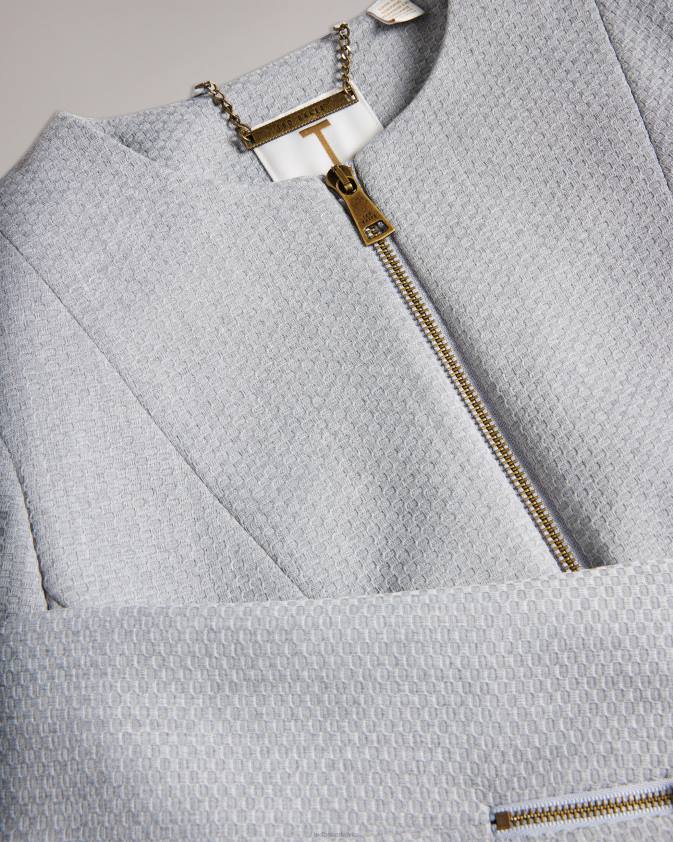 apģērbs Ted Baker michah apgriezta tekstūras jaka gaiši pelēks sievietes 26TV373