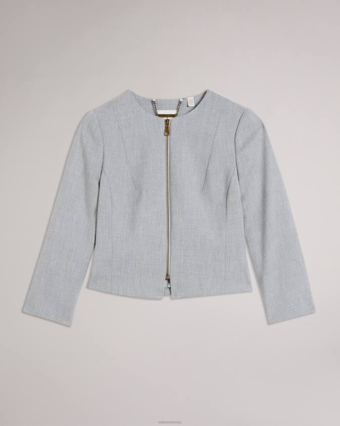 apģērbs Ted Baker michah apgriezta tekstūras jaka gaiši pelēks sievietes 26TV373