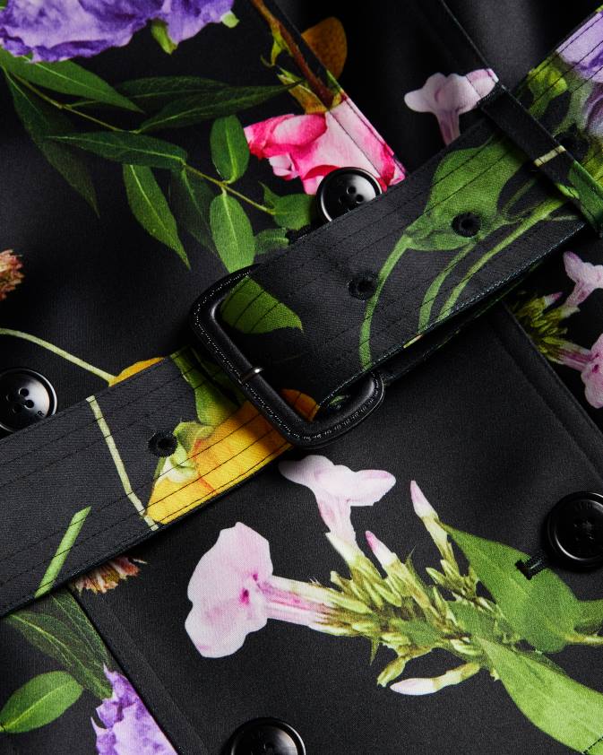 apģērbs Ted Baker moiraa puķains dubultmētelis melns sievietes 26TV358