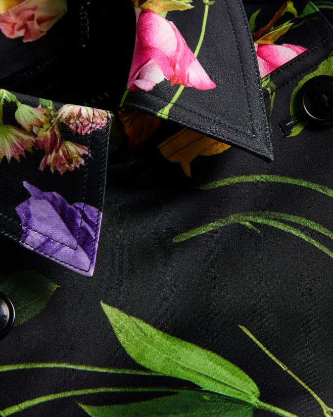 apģērbs Ted Baker moiraa puķains dubultmētelis melns sievietes 26TV358