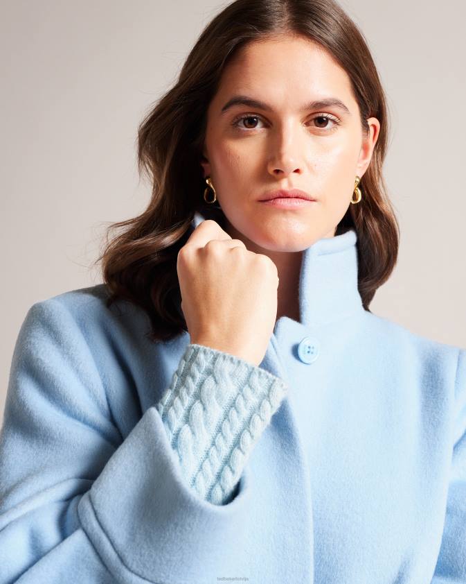 apģērbs Ted Baker sairse midi garuma mētelis ar apjoma piedurknēm gaiši zils sievietes 26TV42