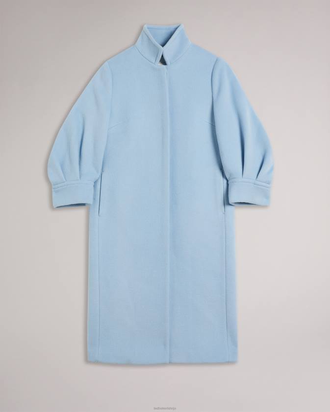 apģērbs Ted Baker sairse midi garuma mētelis ar apjoma piedurknēm gaiši zils sievietes 26TV42