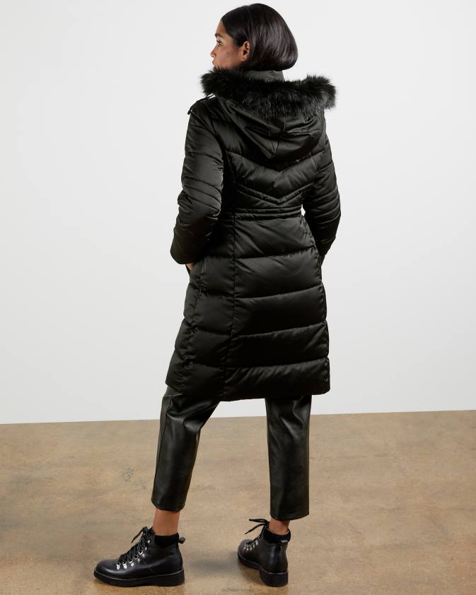 apģērbs Ted Baker samira garš jostas polsterēts mētelis melns sievietes 26TV658