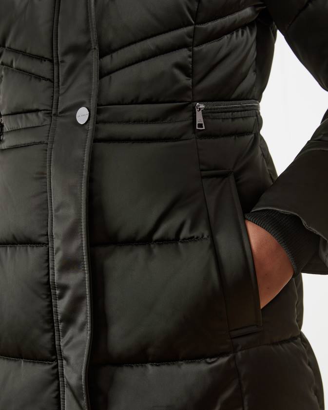 apģērbs Ted Baker samira garš jostas polsterēts mētelis melns sievietes 26TV658