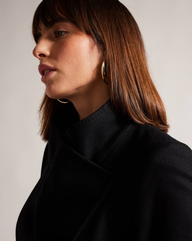 apģērbs Ted Baker sandra midi vilnas apvalks piķa melns sievietes 26TV525