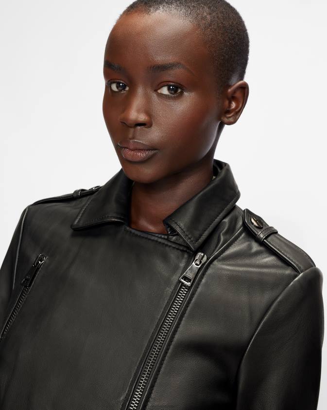 apģērbs Ted Baker ssalli apgrieztas ādas biker jaka melns sievietes 26TV468