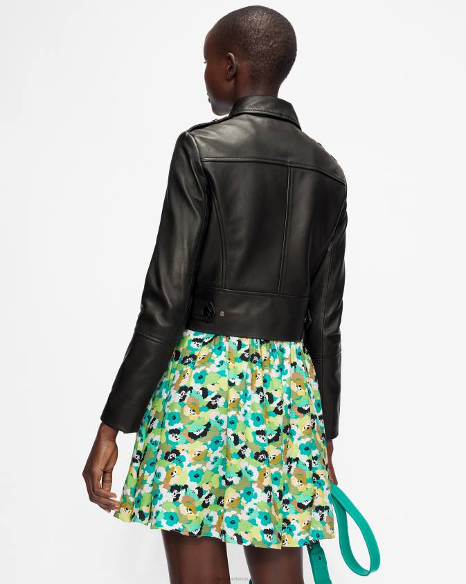 apģērbs Ted Baker ssalli apgrieztas ādas biker jaka melns sievietes 26TV468