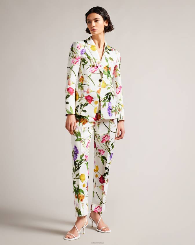 apģērbs Ted Baker ziaah floral slim fit uzvalka jaka balts sievietes 26TV253