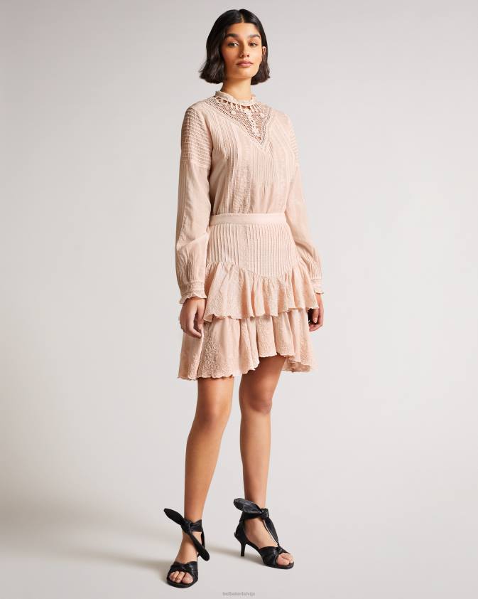 apģērbs Ted Baker alegria daudzpakāpju mini svārki gaiši rozā sievietes 26TV661