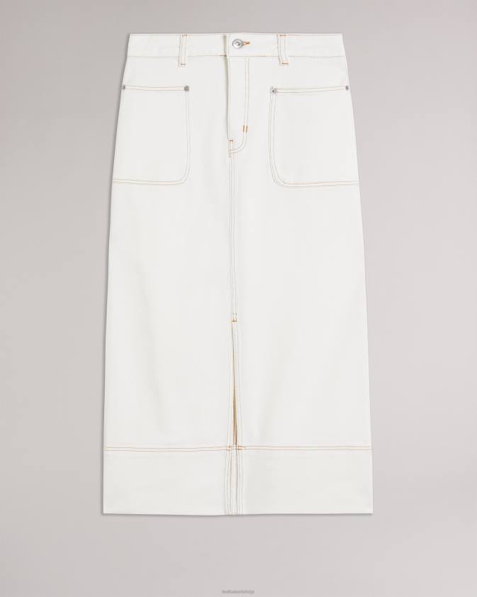 apģērbs Ted Baker jomana džinsa midi zīmuļu svārki ziloņkauls sievietes 26TV136