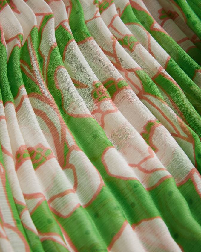 apģērbs Ted Baker maryin puķaini kroku midi svārki zaļš sievietes 26TV256