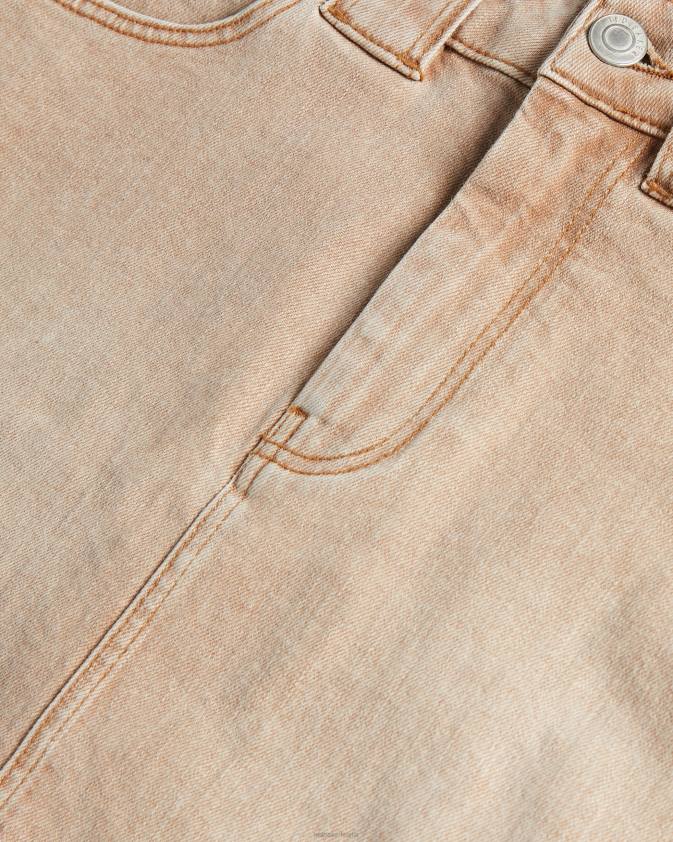 apģērbs Ted Baker ravima raw hem džinsa mini svārki kamielis sievietes 26TV633