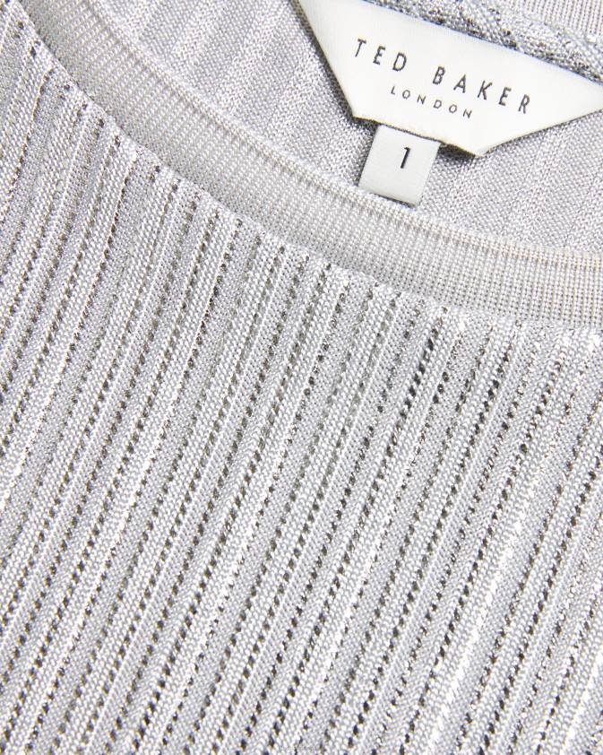 apģērbs Ted Baker catrino metāliski pieguļošs t krekls Sudrabs sievietes 26TV556