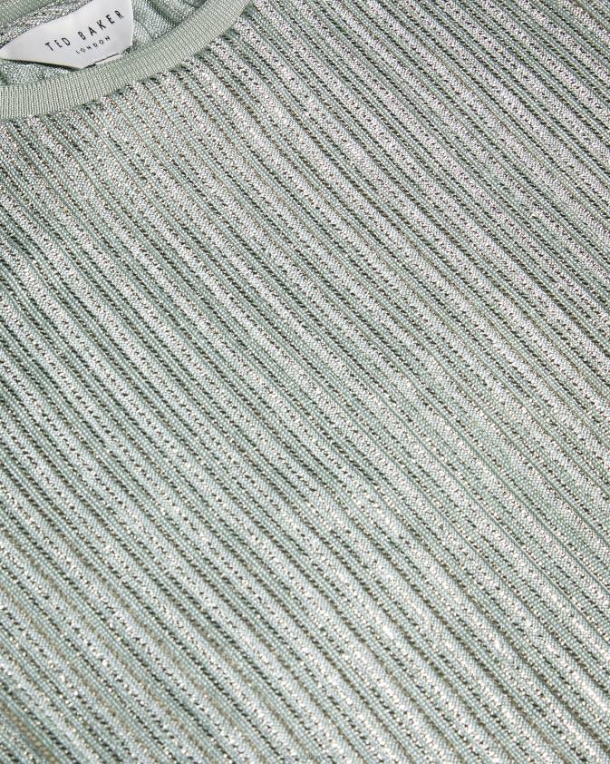 apģērbs Ted Baker catrino metāliski pieguļošs t krekls pl-zaļš sievietes 26TV609