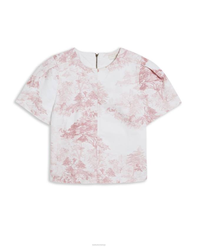 apģērbs Ted Baker jonett apgriezts džinsa t krekls ar neapstrādātu malu vidēji rozā sievietes 26TV571