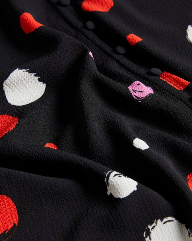 apģērbs Ted Baker blūze ar sunrai plankumu apdruku melns sievietes 26TV615