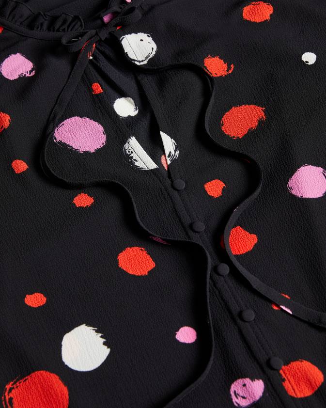 apģērbs Ted Baker blūze ar sunrai plankumu apdruku melns sievietes 26TV615