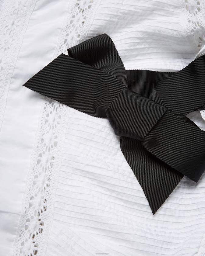 apģērbs Ted Baker pietri mežģīņu ieliktnis peplum tops ar grosgrain lencēm balts sievietes 26TV540