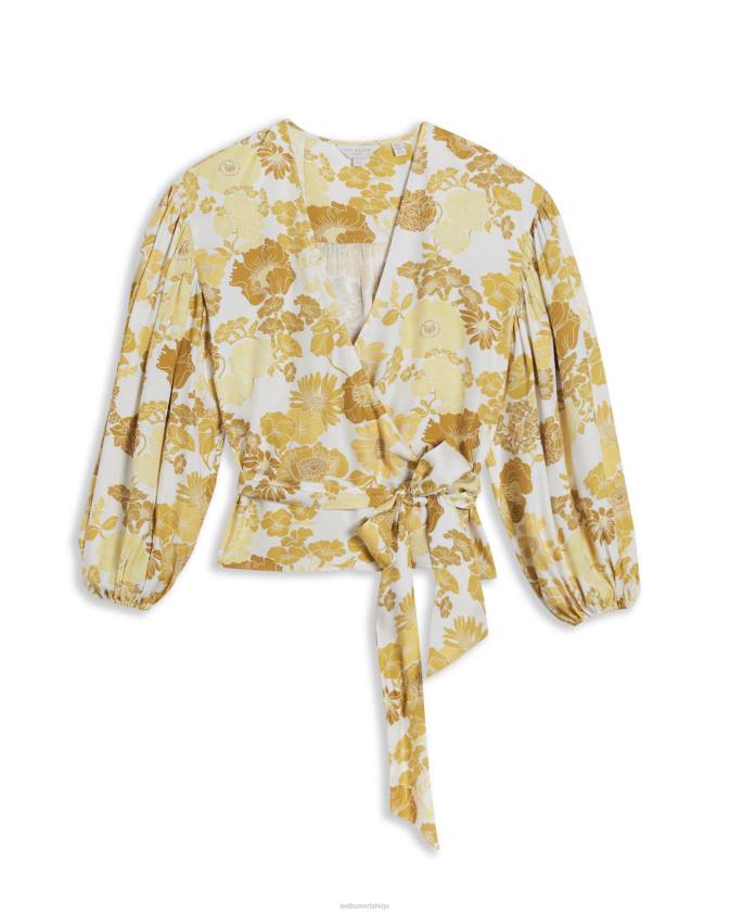 apģērbs Ted Baker adissa wrap top ar blūza pilnu piedurkni dzeltens sievietes 26TV643