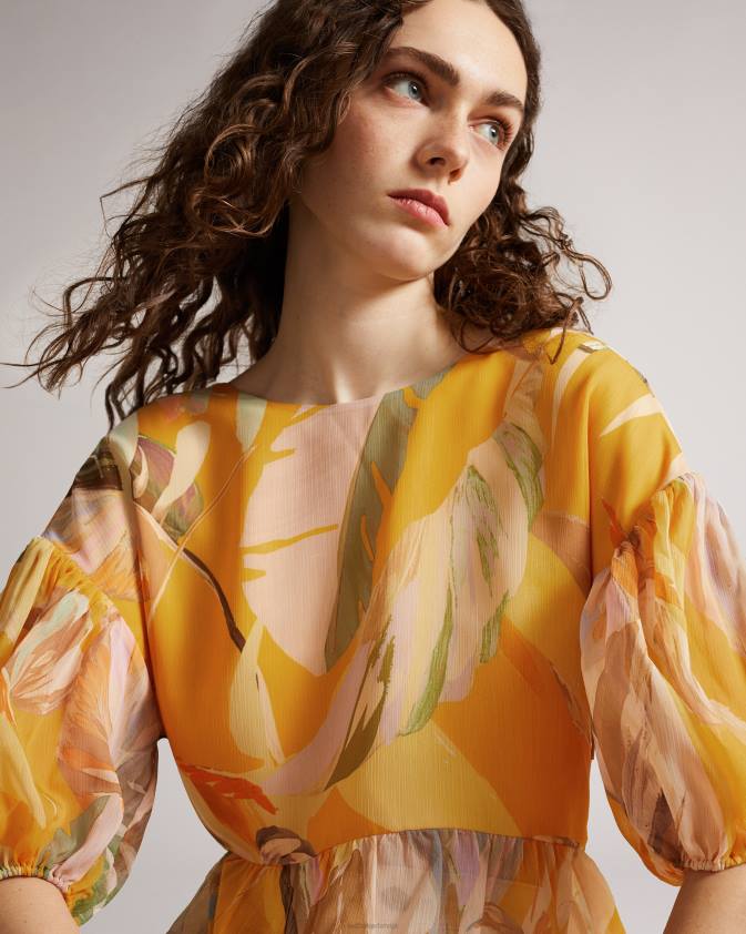 apģērbs Ted Baker darcila pārspīlēts puff piedurkņu tops tumši oranžs sievietes 26TV562