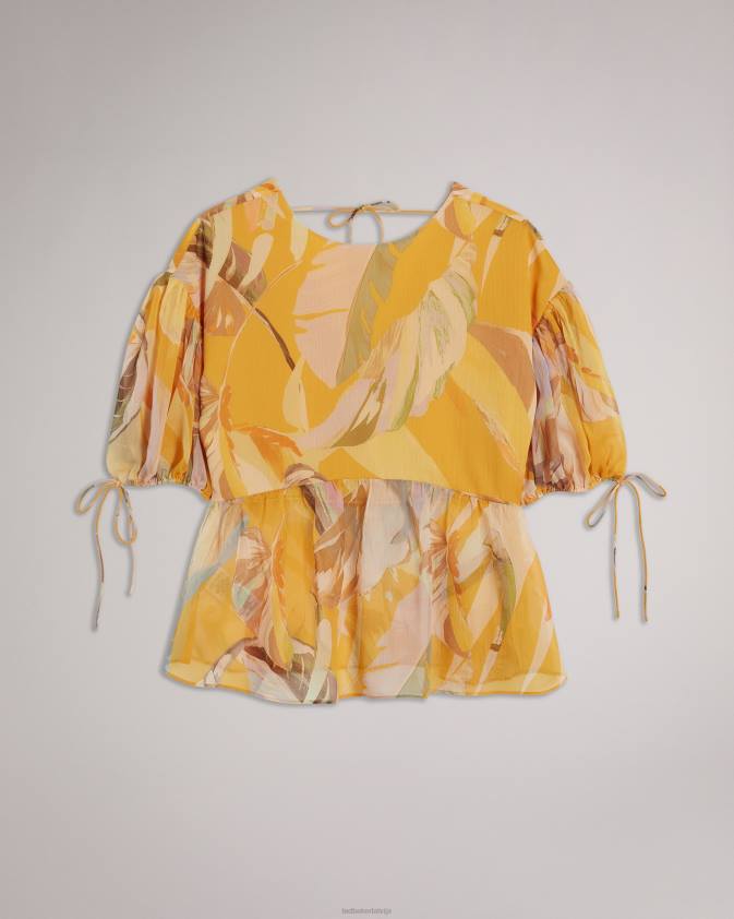 apģērbs Ted Baker darcila pārspīlēts puff piedurkņu tops tumši oranžs sievietes 26TV562