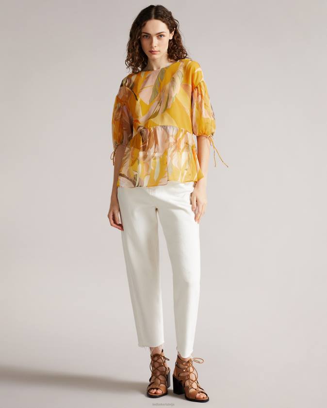 apģērbs Ted Baker darcila pārspīlēts puff piedurkņu tops tumši oranžs sievietes 26TV562