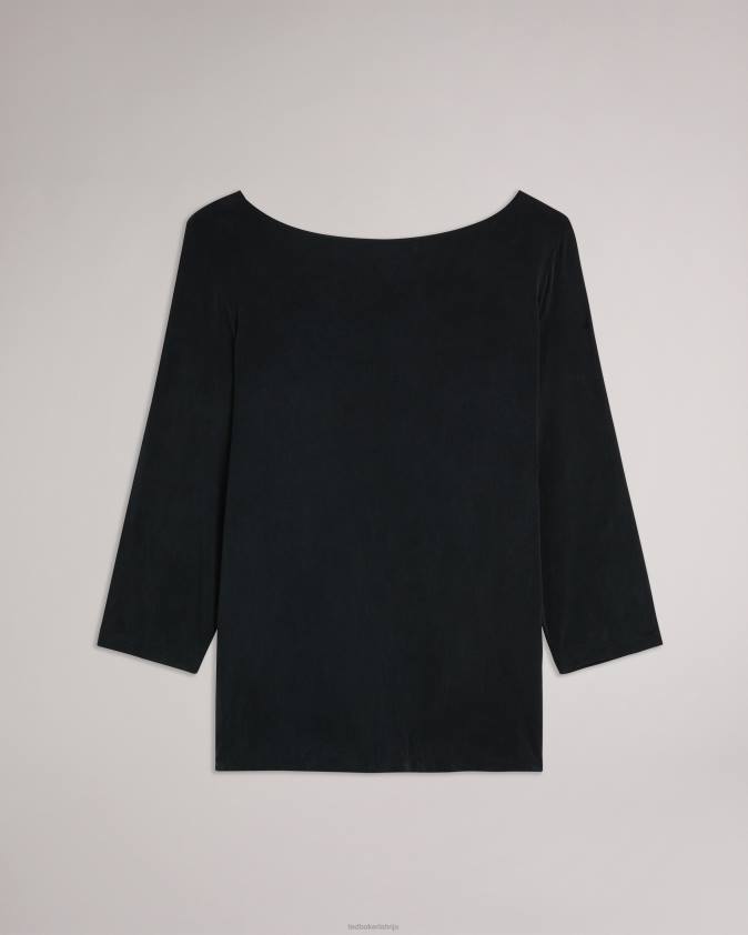 apģērbs Ted Baker niylah twist back džersija tops melns sievietes 26TV600