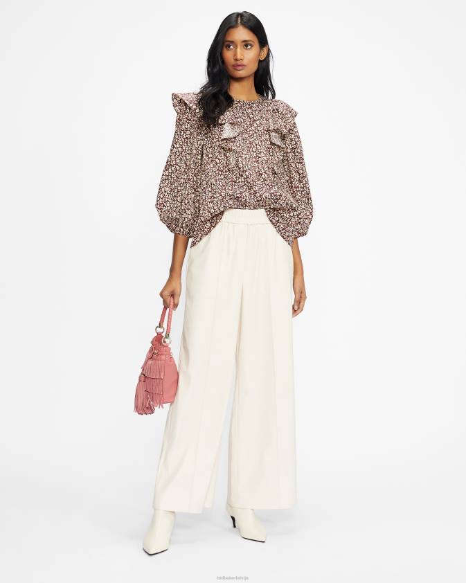 apģērbs Ted Baker sanjaa volāns detaļu balonu piedurkņu tops dziļi violets sievietes 26TV585