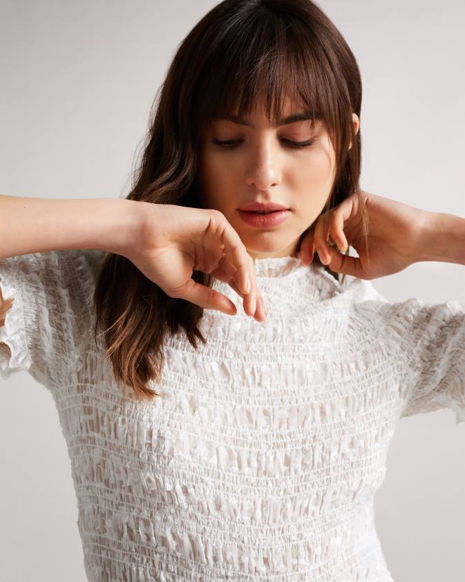 apģērbs Ted Baker tora krekls ar īsām piedurknēm balts sievietes 26TV593