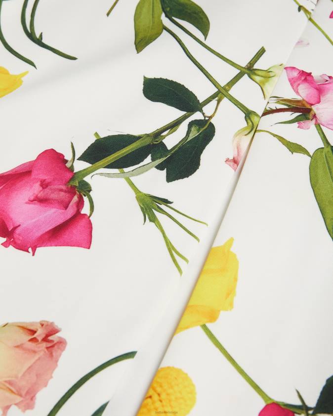 apģērbs Ted Baker loveina ziedu Bardot bodycon kleita balts sievietes 26TV171