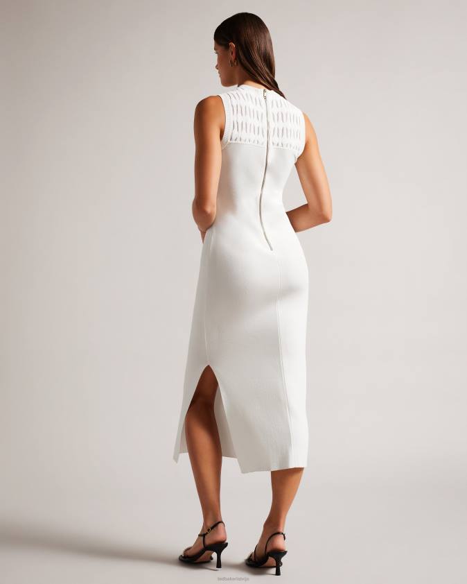 apģērbs Ted Baker poliāna dūriena detalizēta bodycon kleita balts sievietes 26TV212
