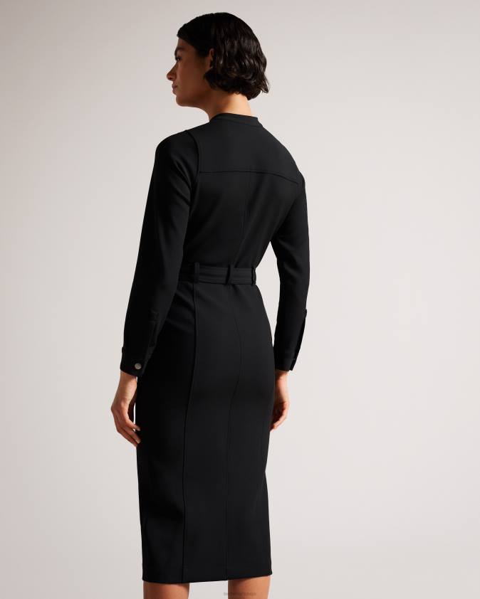 apģērbs Ted Baker Hattei jostas kreklkleita ar lietderības detaļām melns sievietes 26TV58