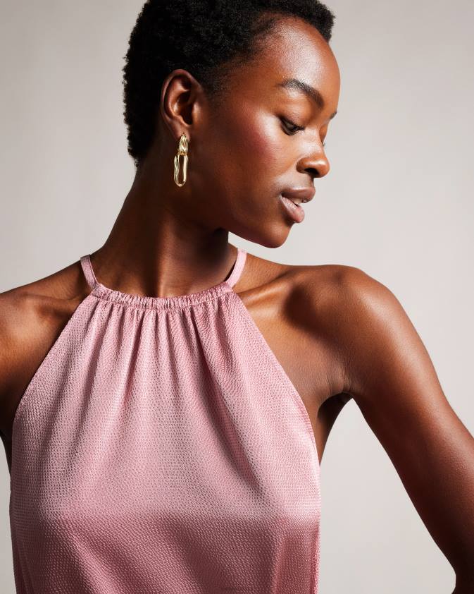 apģērbs Ted Baker Roxieyy halterneck midaxi kleita tumši rozā sievietes 26TV193