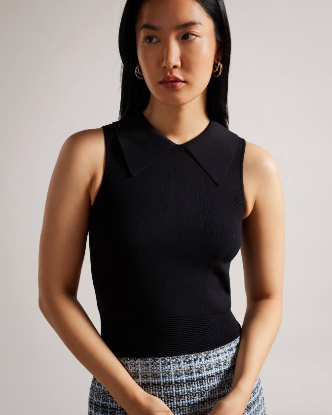 apģērbs Ted Baker diveena adīta ņiebura maiņas kleita melns sievietes 26TV228