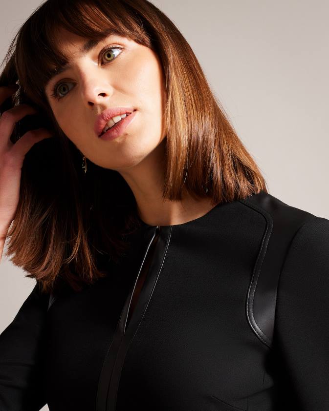 apģērbs Ted Baker halleid zīmuļkleita ar mākslīgās ādas apdari melns sievietes 26TV72