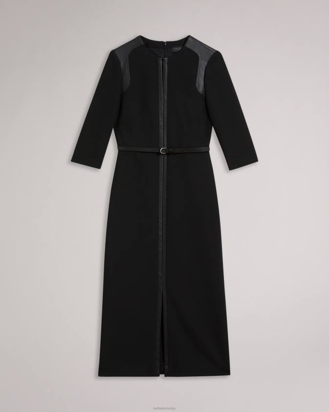 apģērbs Ted Baker halleid zīmuļkleita ar mākslīgās ādas apdari melns sievietes 26TV72