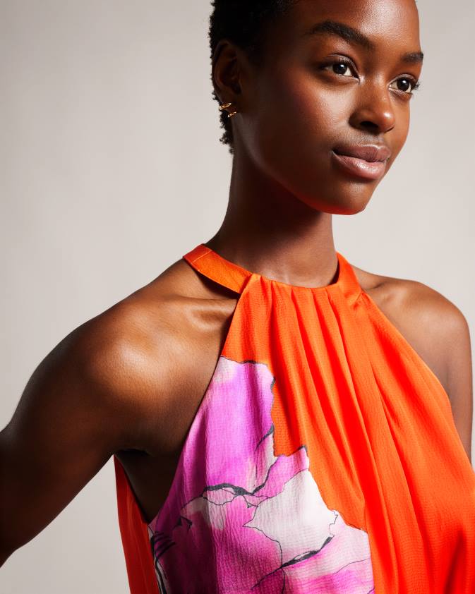 apģērbs Ted Baker immia halterneck midaxi šūpoles kleita spilgti oranža sievietes 26TV2