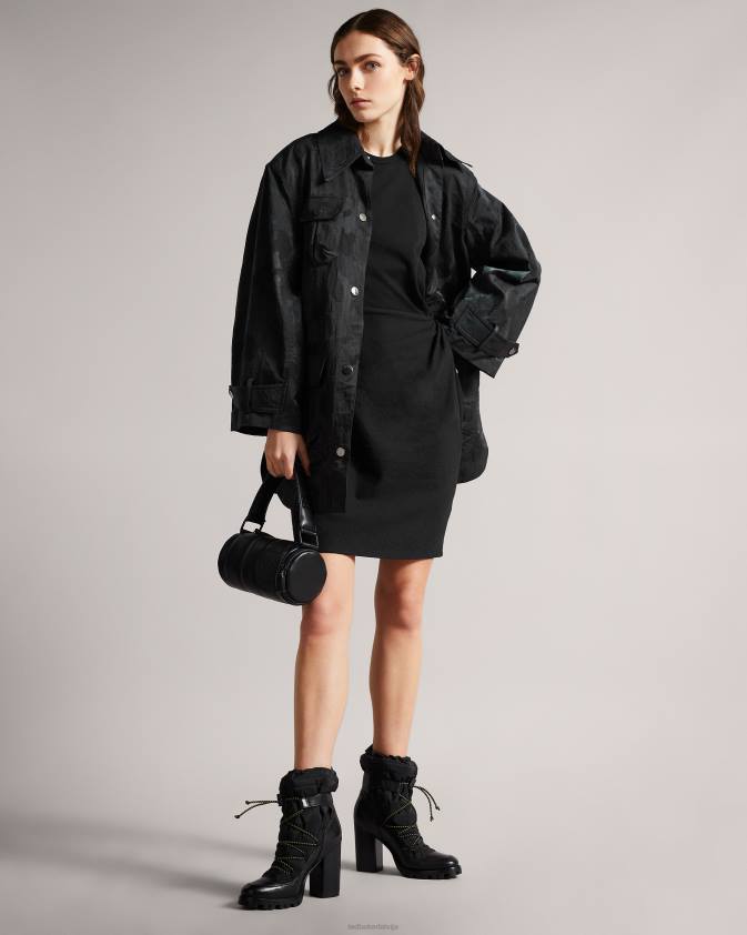 apģērbs Ted Baker livviaa knot front jersey kleita melns sievietes 26TV413