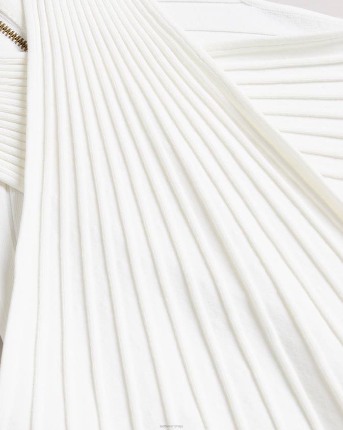 apģērbs Ted Baker loueli krusta priekšā kroku kleita ar adītu ņieburu krēms sievietes 26TV210