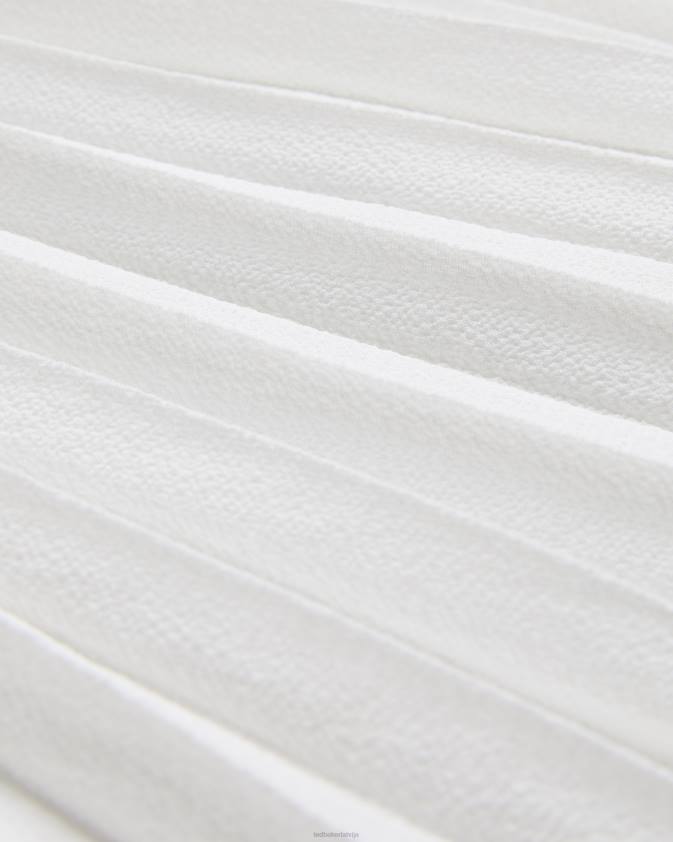 apģērbs Ted Baker loueli krusta priekšā kroku kleita ar adītu ņieburu krēms sievietes 26TV210