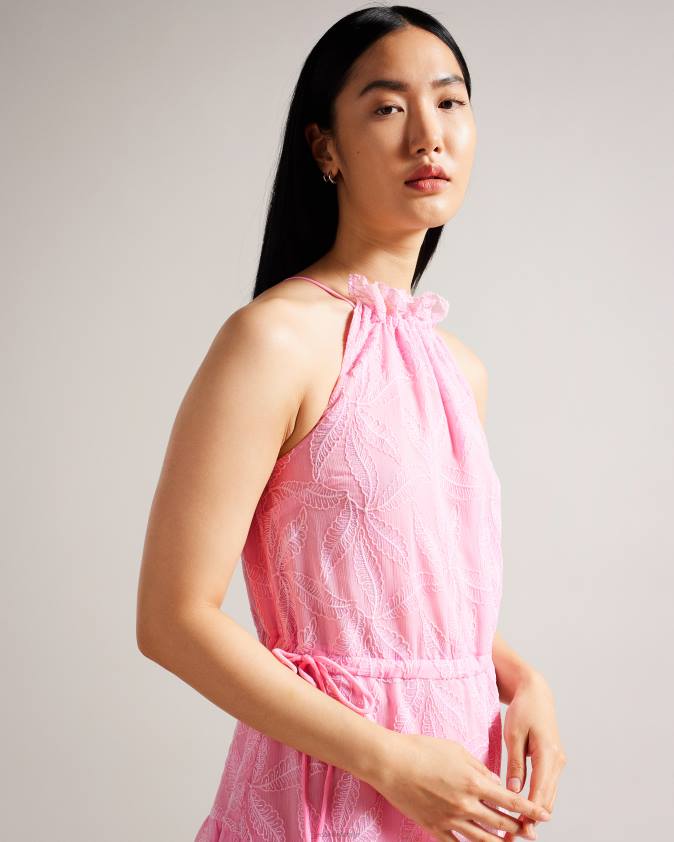 apģērbs Ted Baker miarose kleita ar aukliņu jostasvietā ar apkakli ceriņi sievietes 26TV174