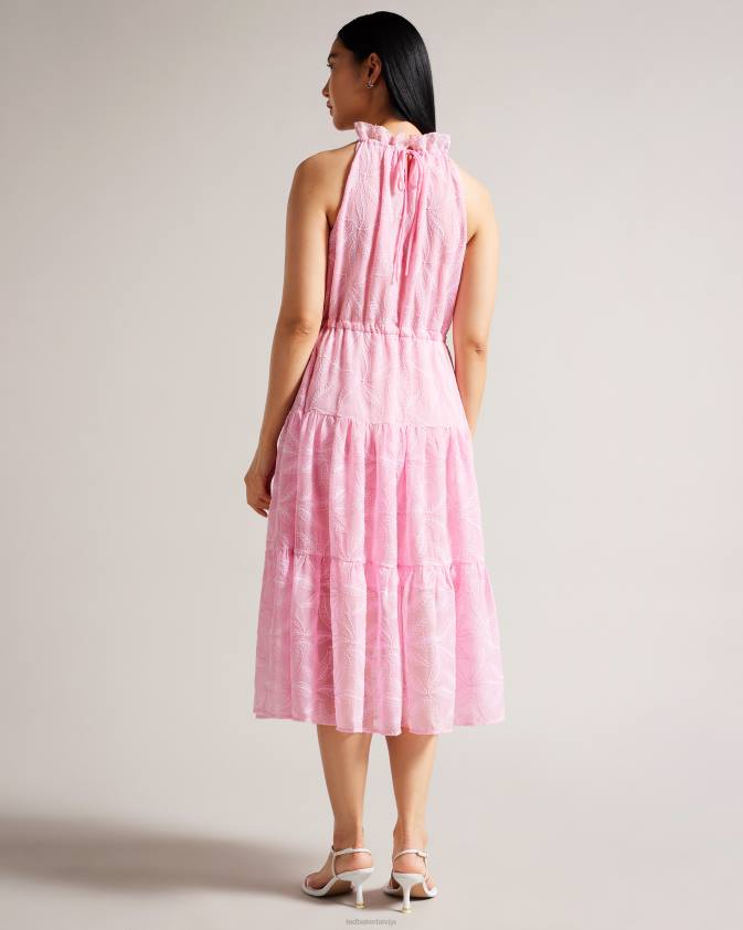 apģērbs Ted Baker miarose kleita ar aukliņu jostasvietā ar apkakli ceriņi sievietes 26TV174