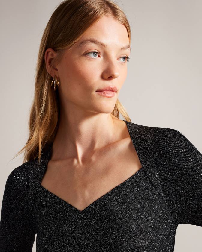 apģērbs Ted Baker tabytha slim fit cross over trikotāžas kleita melns sievietes 26TV76