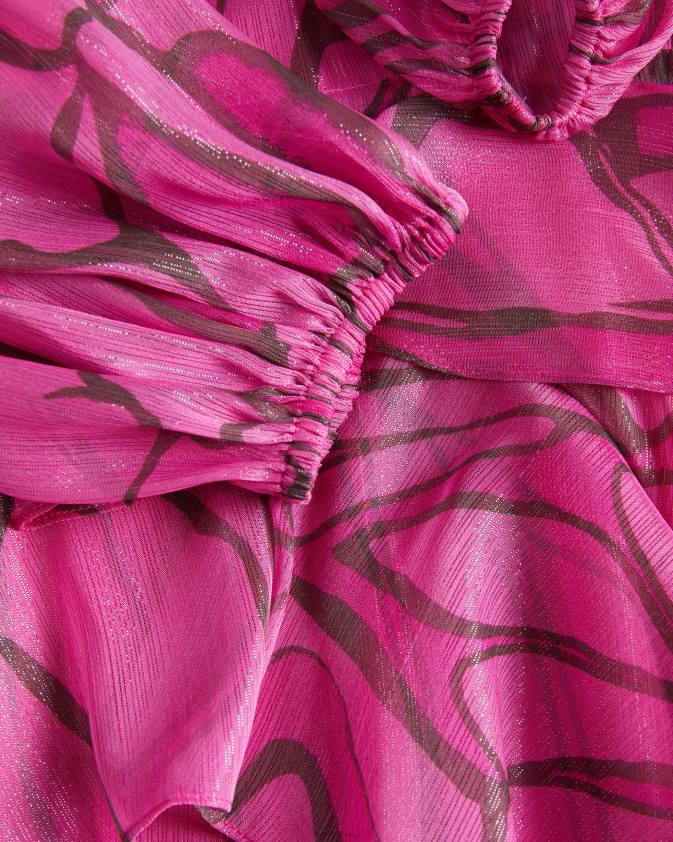 apģērbs Ted Baker victoir volānveida abstract print pinafore kleita spilgti rozā sievietes 26TV62